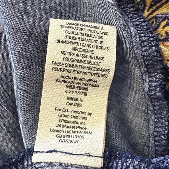 Free People Women's Sunset Dreams Oversized Boho Artsy Flowy Blue Blouse - Picture 9 of 10